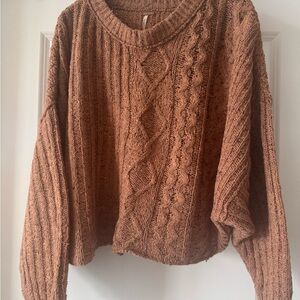 Free People Textured Knit Sweater - Rust